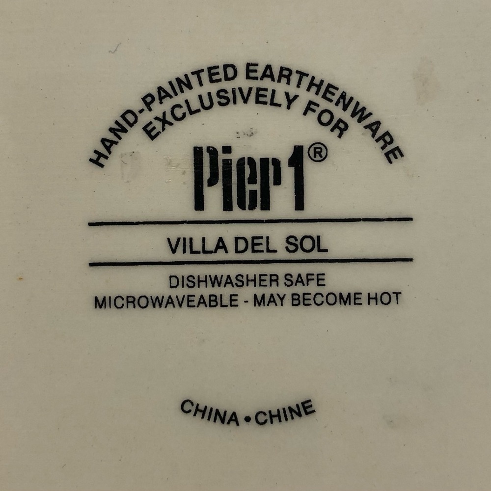 SET of 4 PIER 1 Hand Painted Villa Del Sol Earthenware  Salad Plate 8.5" 0386 - Picture 4 of 6